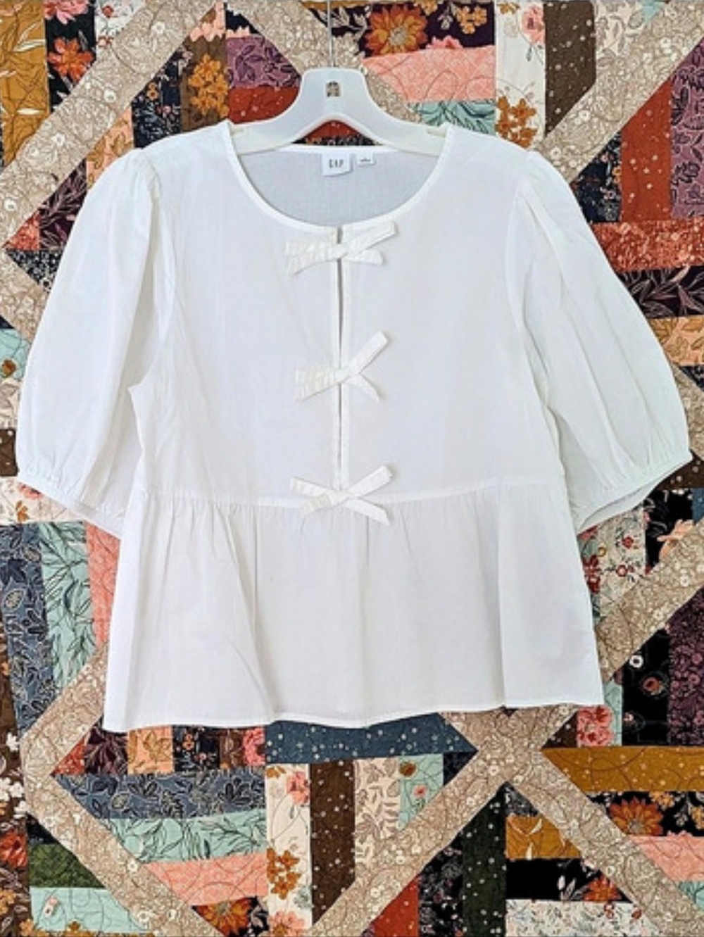 Gap Puff Sleeve Blouse in White Size Medium